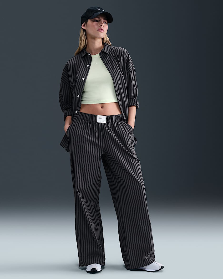 Nike Sportswear Chill Poplin Women's Mid-Rise Loose Striped